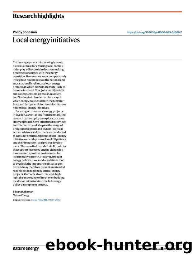 Local energy initiatives by Silvana Lakeman