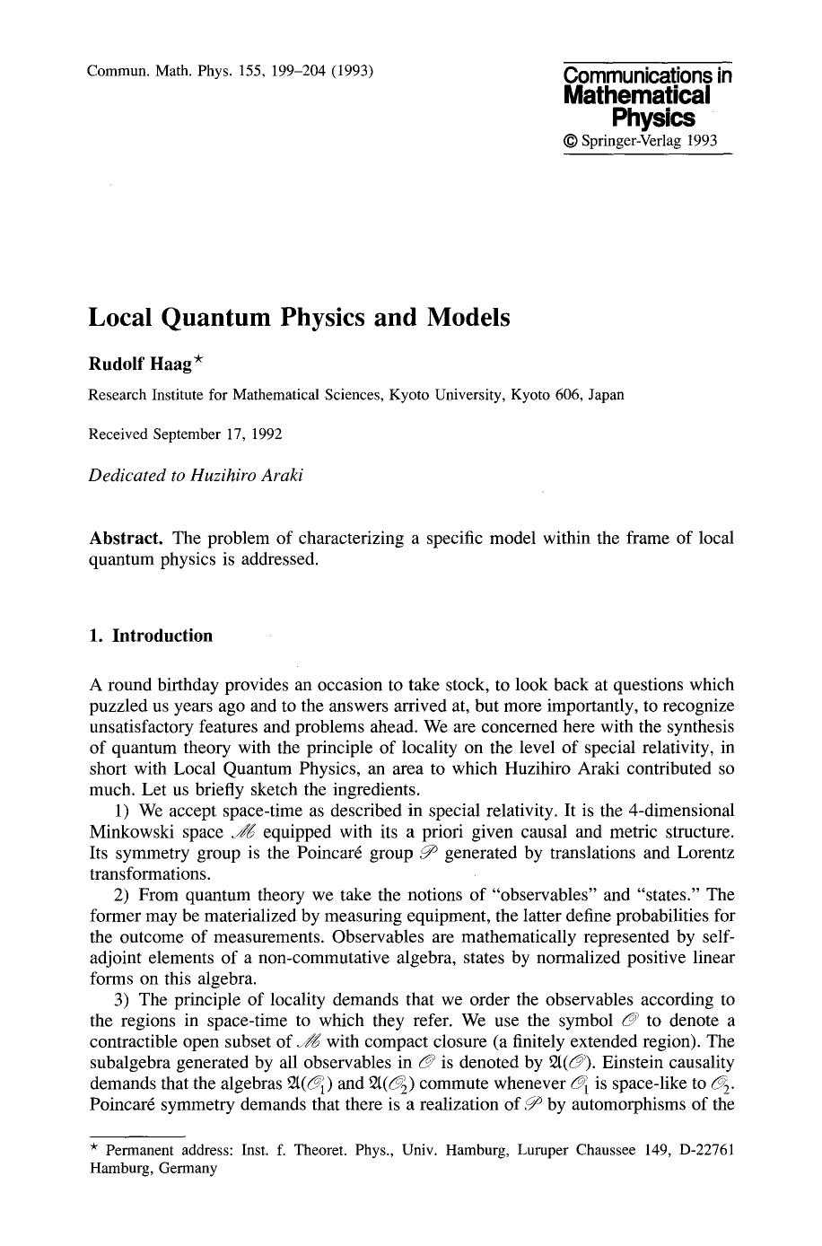 Local quantum physics and models by Unknown