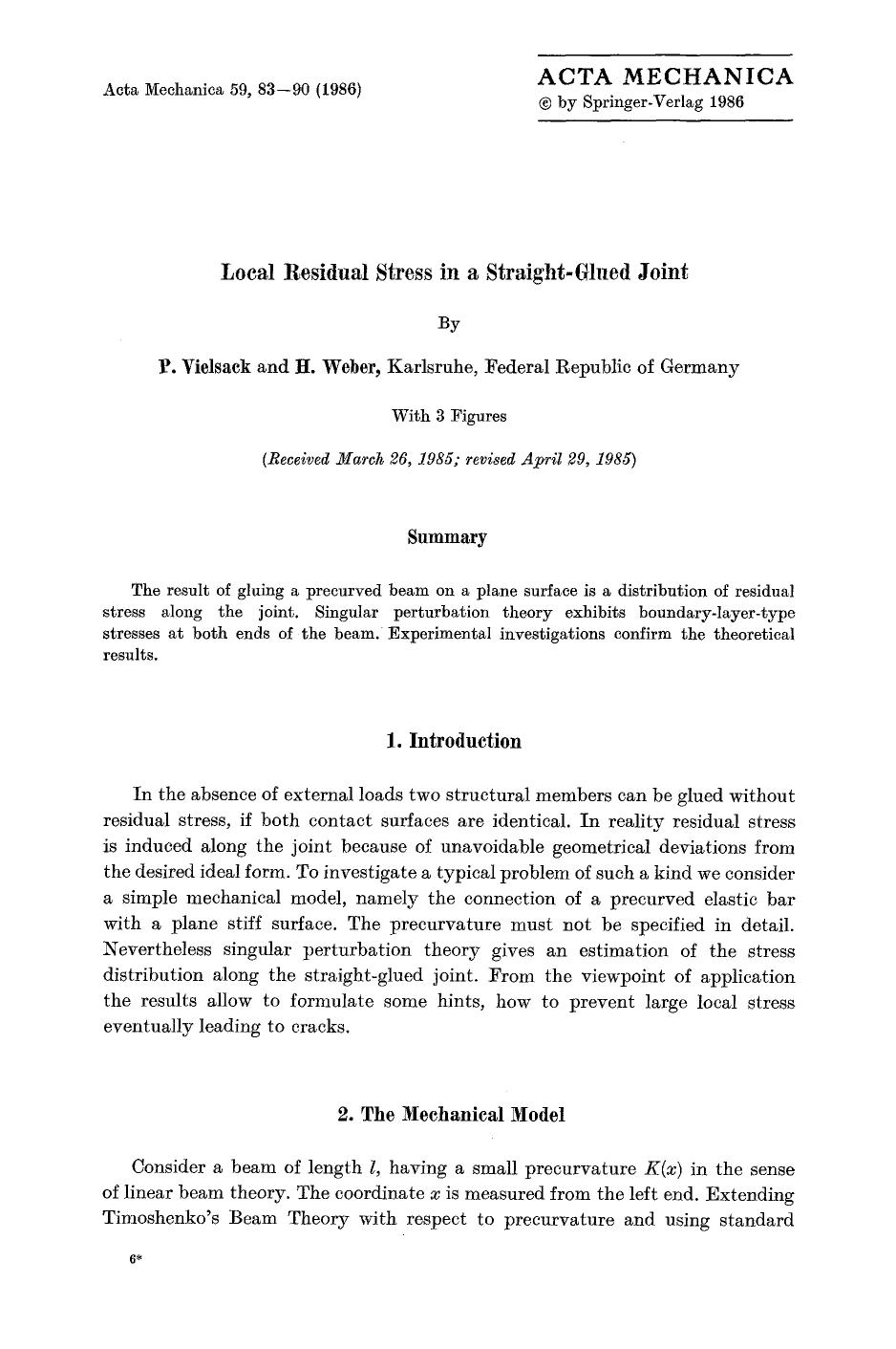 Local residual stress in a straight-glued joint by Unknown