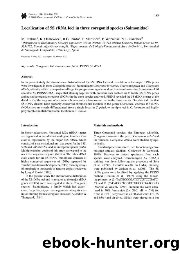 Localization of 5S rRNA Loci in Three Coregonid Species (Salmonidae) by Unknown