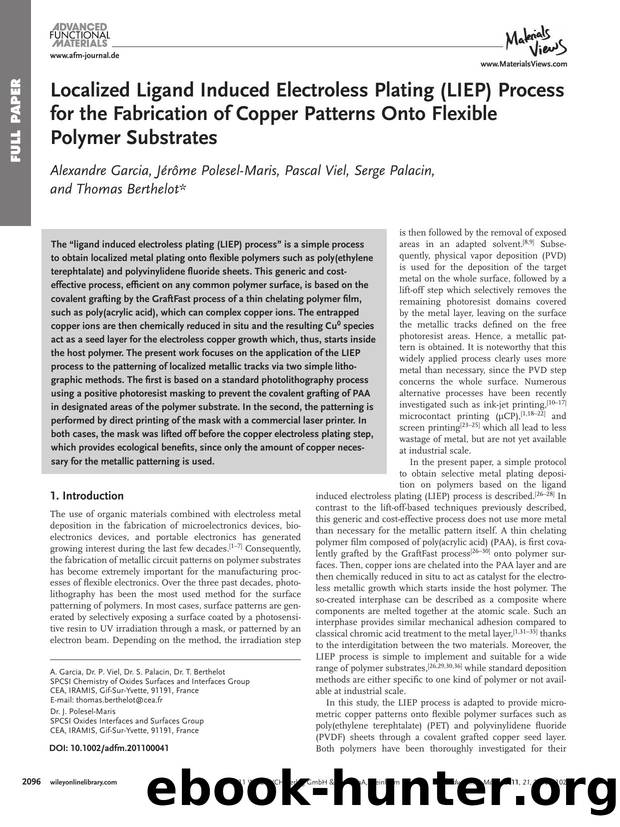 Localized Ligand Induced Electroless Plating (LIEP) Process for the Fabrication of Copper Patterns Onto Flexible Polymer Substrates by wcu