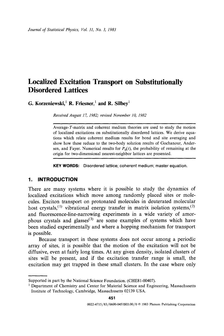 Localized excitation transport on substitutionally disordered lattices by Unknown