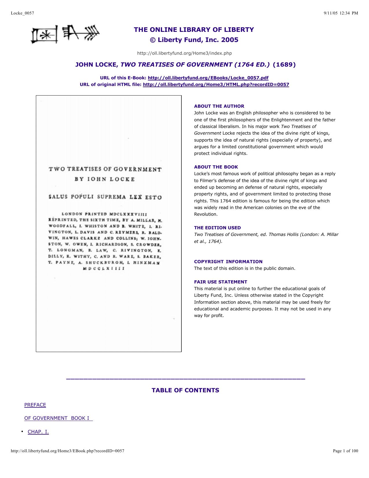 Locke, John by Two Treatises on Government