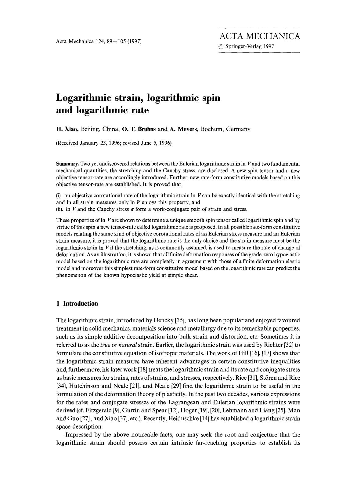 Logarithmic strain, logarithmic spin and logarithmic rate by Unknown