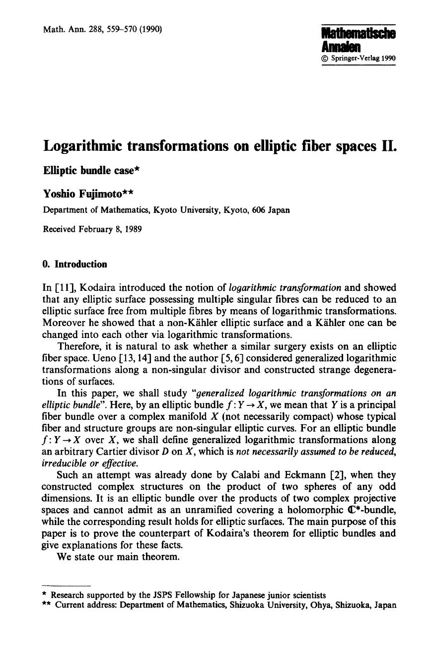Logarithmic transformations on elliptic fiber spaces II by Unknown