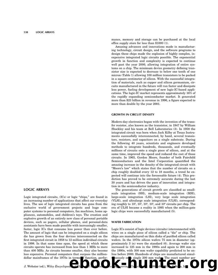 Logic Arrays". In: Wiley Encyclopedia of Electrical and Electronics Engineering by Unknown