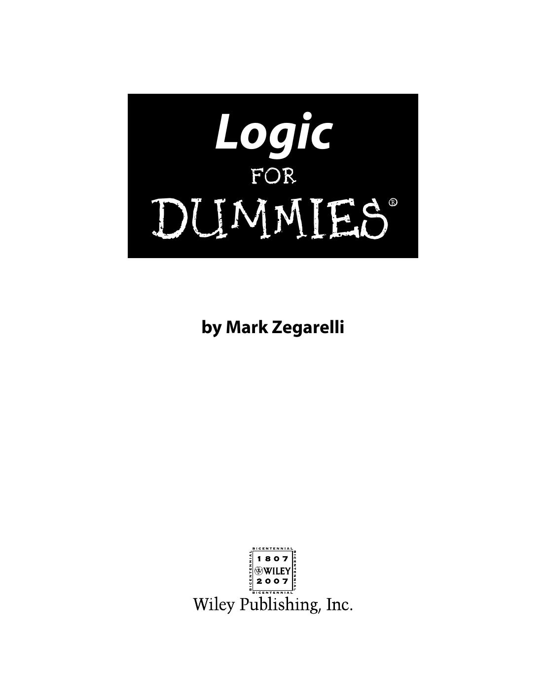 Logic For Dummies by Mark Zegarelli