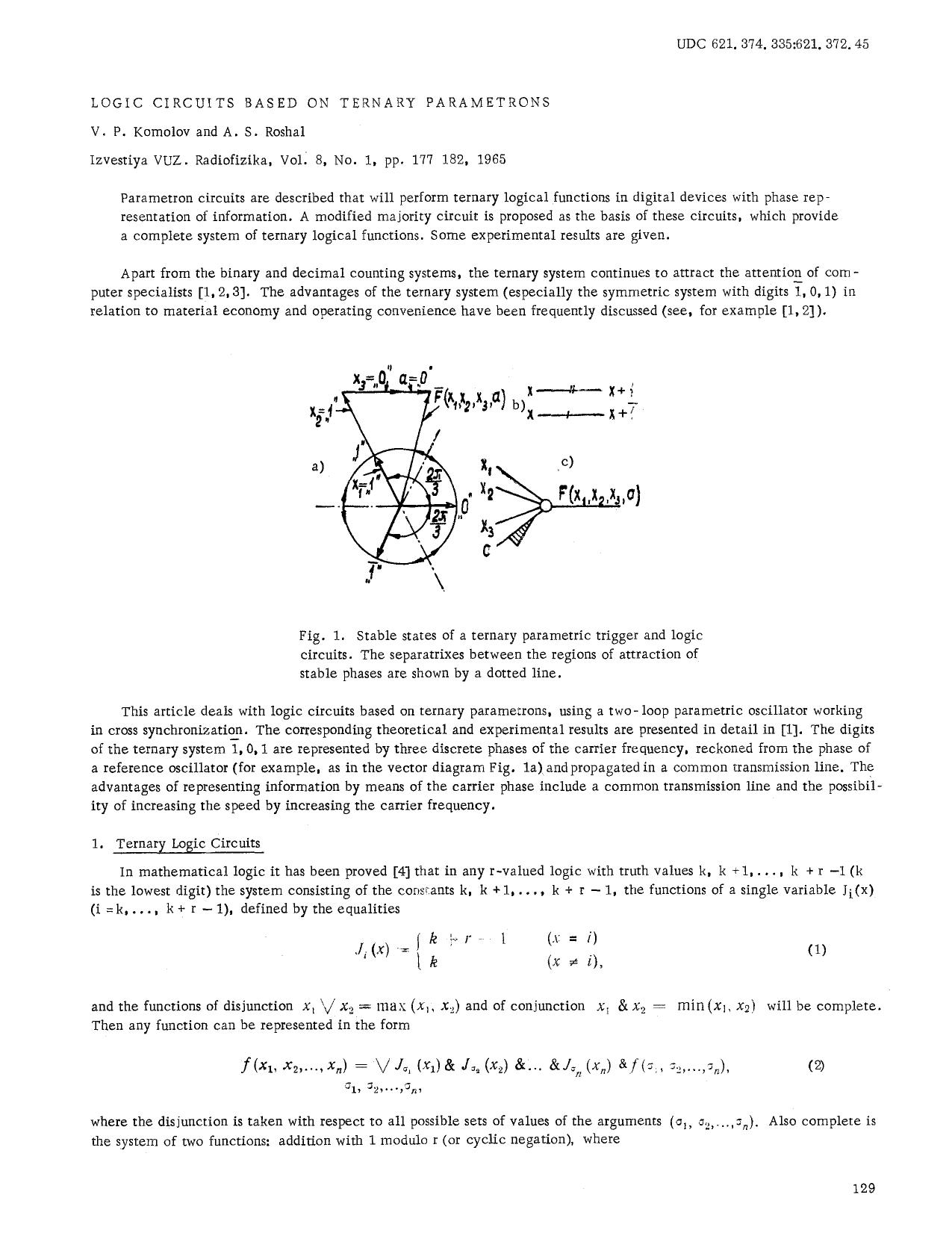 Logic circuits based on ternary parametrons by Unknown