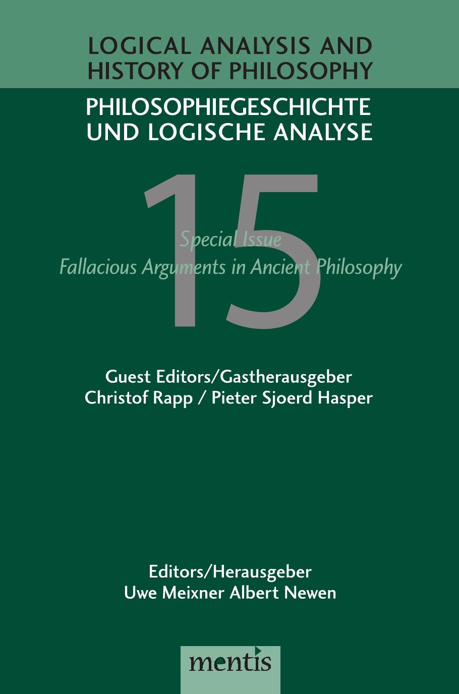 Logical Analysis and History of Philosophy. Volume 15. Fallacious Arguments in Ancient Philosophy by Unknow