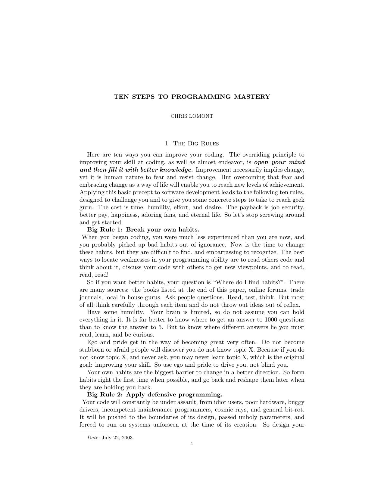 Lomont C.Ten steps to programming mastery by Unknown