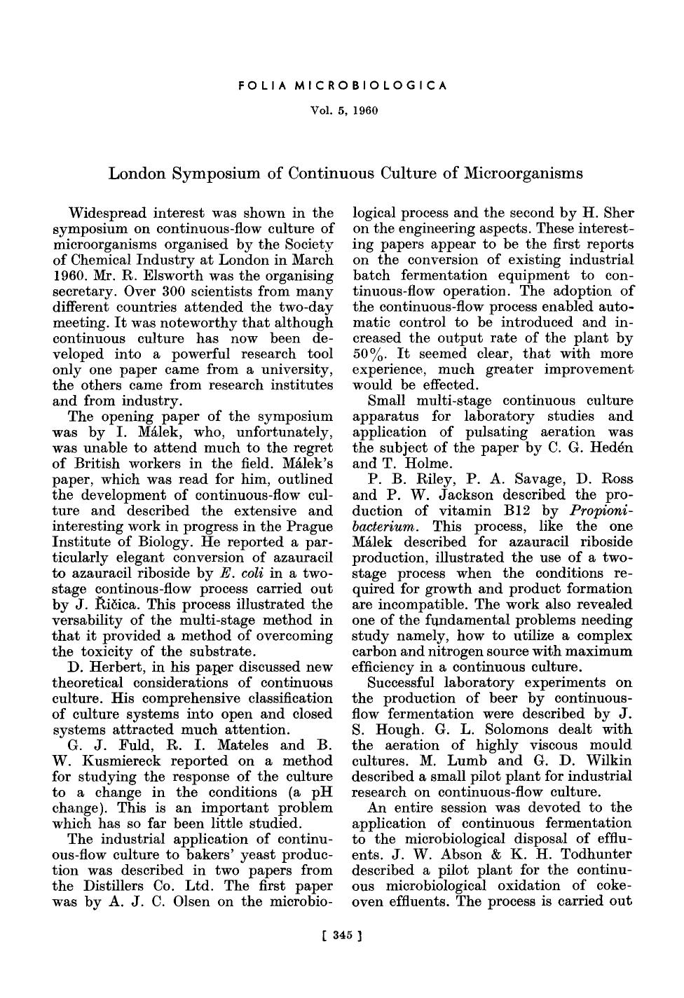 London symposium of continuous culture of microorganisms by Unknown