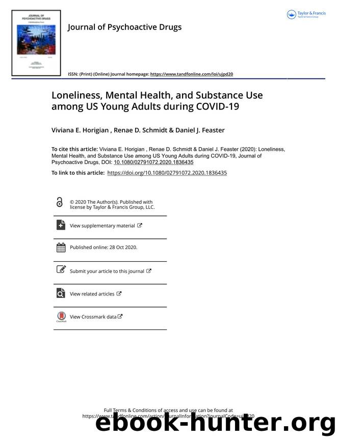 Loneliness, Mental Health, and Substance Use among US Young Adults during COVID-19 by Viviana E. Horigian & Renae D. Schmidt & Daniel J. Feaster