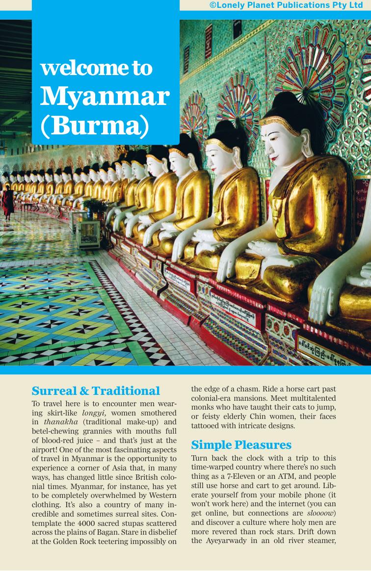 Lonely Planet Myanmar (Burma), 11 edition by Unknow