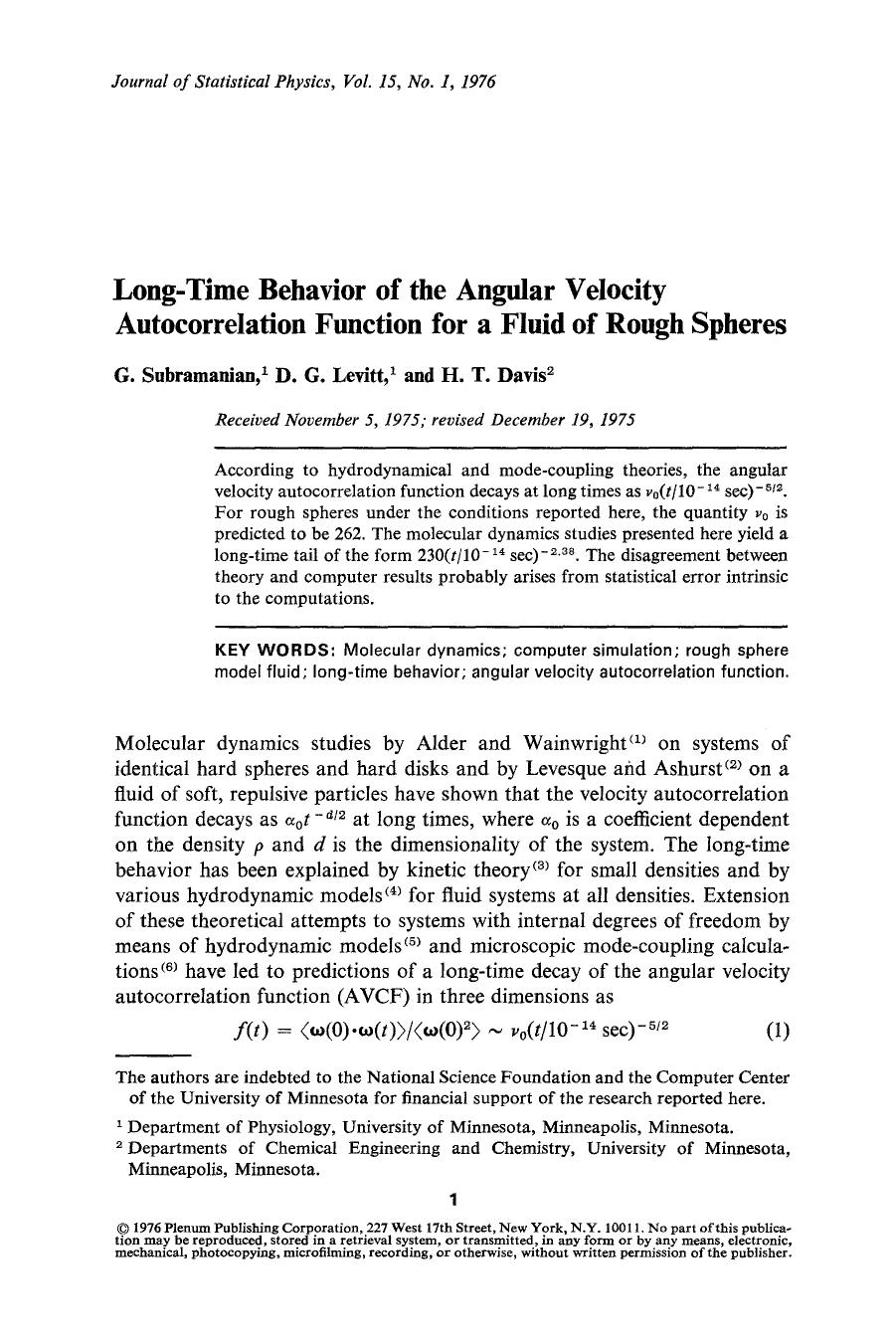 Long-time behavior of the angular velocity autocorrelation function for a fluid of rough spheres by Unknown