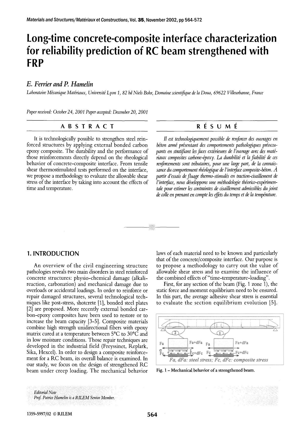 Long-time concrete-composite interface characterization for reliability prediction of RC beam strengthened with FRP by Unknown