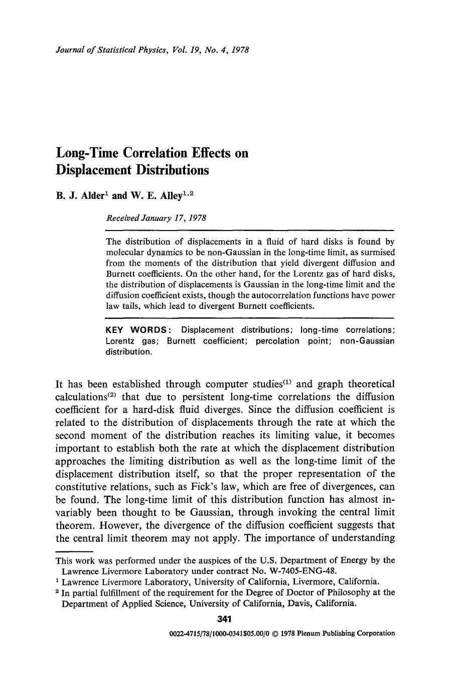 Long-time correlation effects on displacement distributions by Unknown