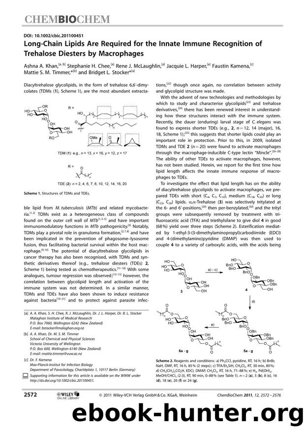 LongChain Lipids Are Required for the Innate Immune Recognition of Trehalose Diesters by Macrophages by Unknown