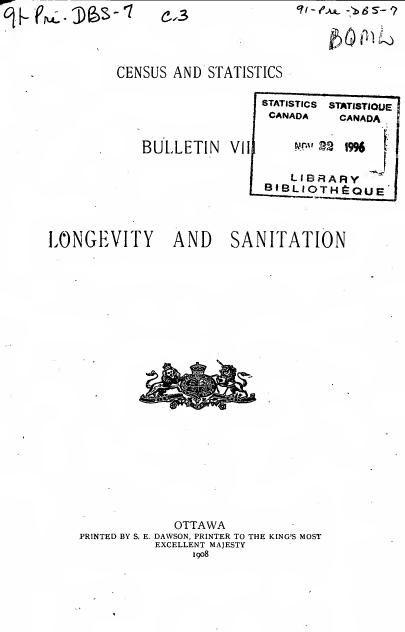 Longevity and sanitation. by Canada. Census and Statistics Office