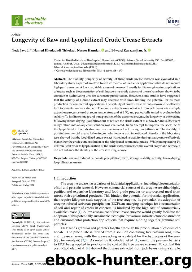 Longevity of Raw and Lyophilized Crude Urease Extracts by Neda Javadi Hamed Khodadadi Tirkolaei Nasser Hamdan & Edward Kavazanjian Jr