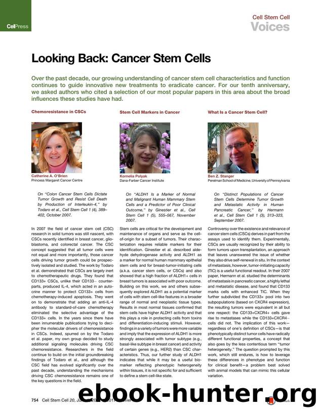 Looking Back: Cancer Stem Cells by Unknown