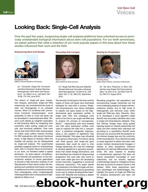 Looking Back: Single-Cell Analysis by Unknown