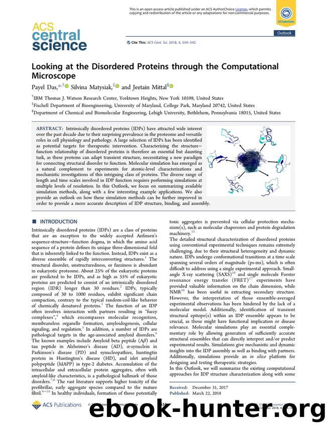 Looking at the Disordered Proteins through the Computational Microscope by unknow