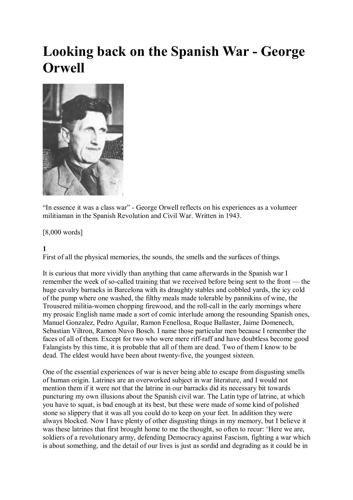 Looking back on the Spanish War by George Orwell