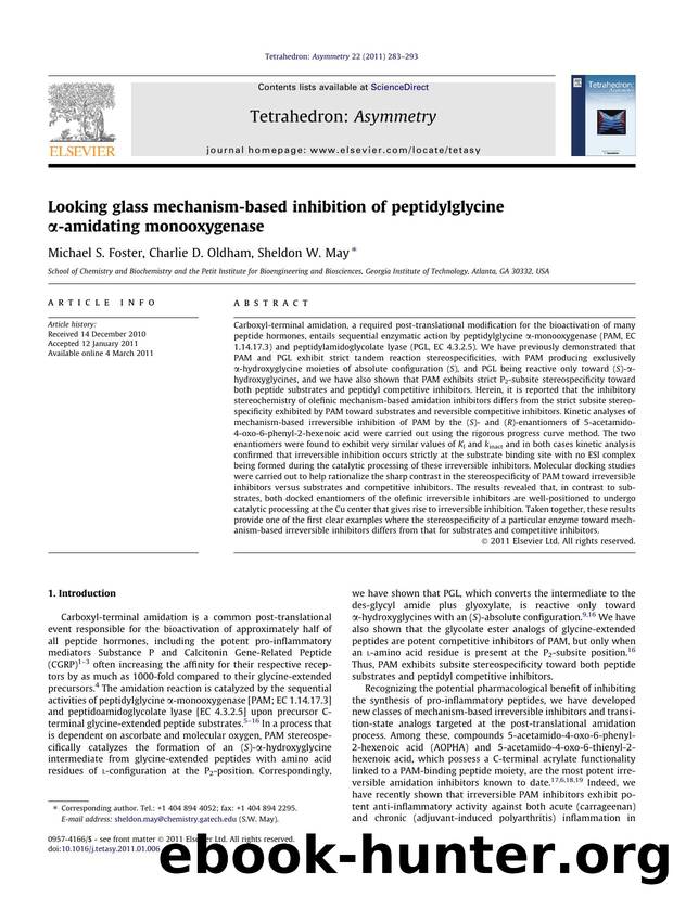 Looking glass mechanism-based inhibition of peptidylglycine ÃÂ±-amidating monooxygenase by Michael S. Foster & Charlie D. Oldham & Sheldon W. May