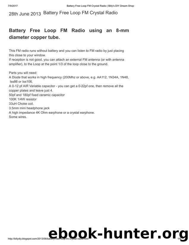 Loop FM Crystal Radio   Billy by Unknown