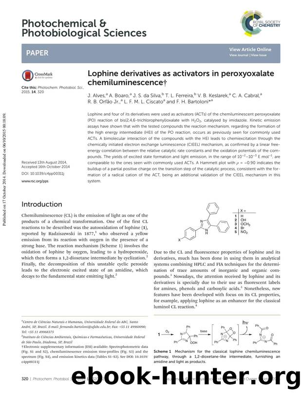 Lophine derivatives as activators in peroxyoxalate chemiluminescence by unknow