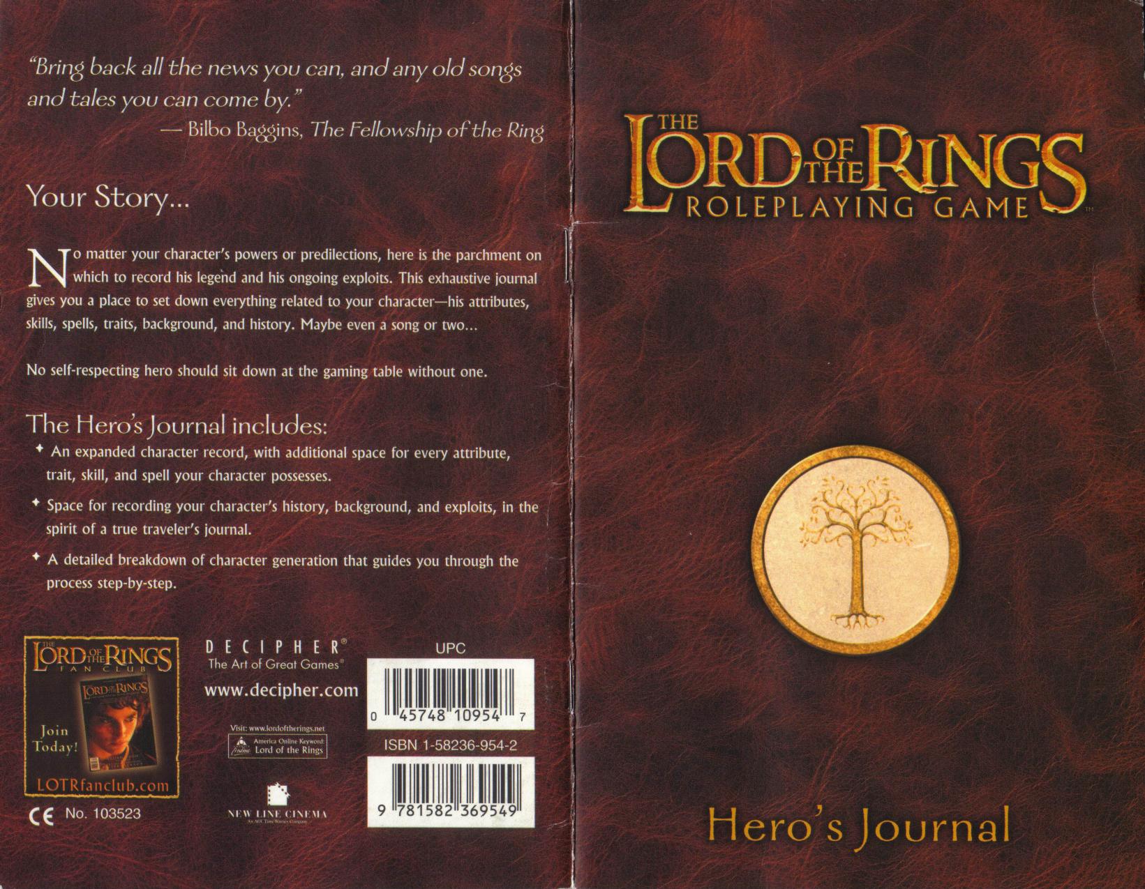 Lord of the Rings RPG - Hero's Journal by Decipher