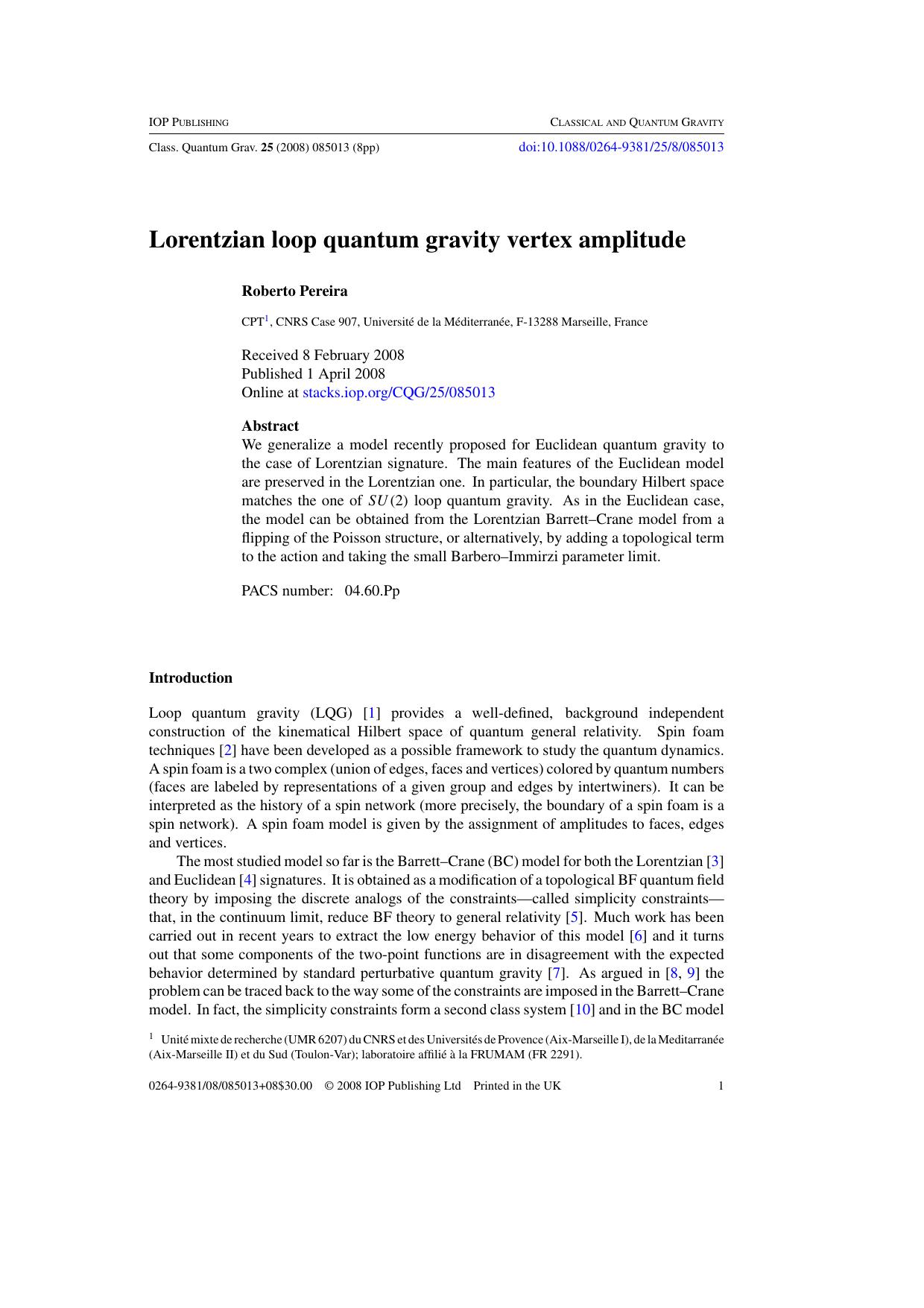 Lorentzian loop quantum gravity vertex amplitude by R Pereira