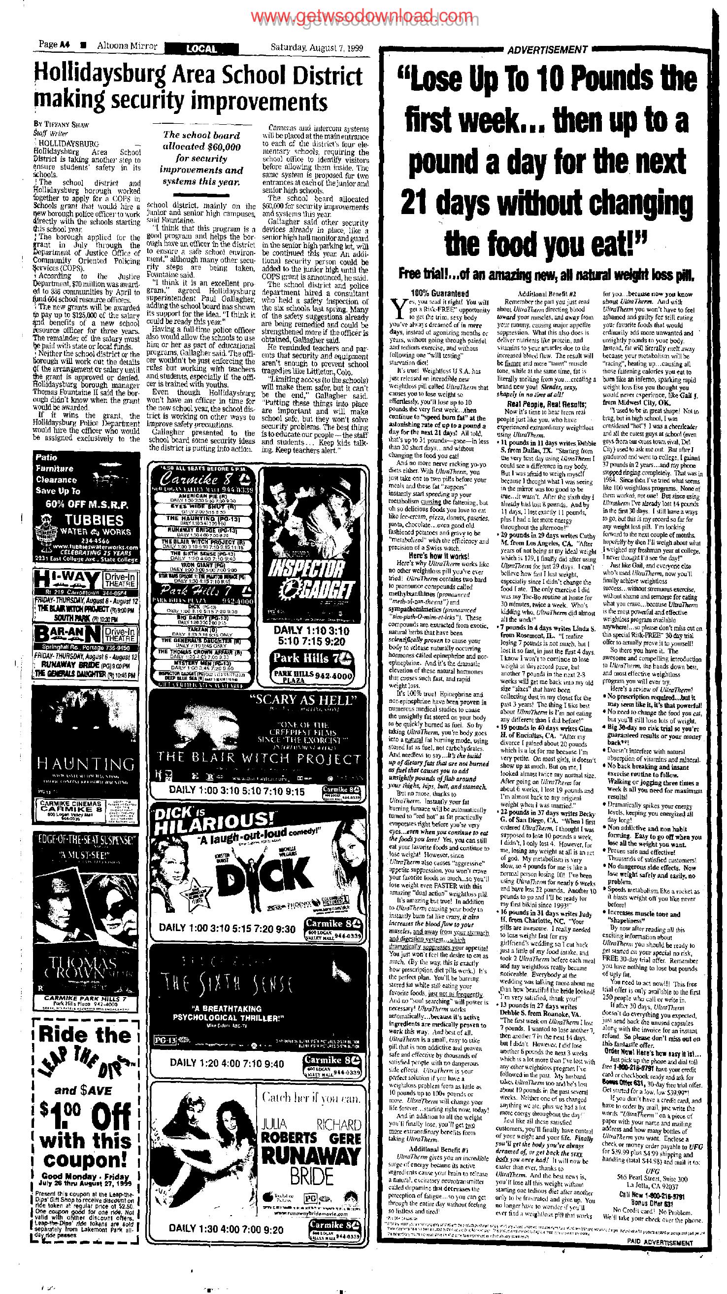Lose Up To 10 Pounds the first week then up to a pound a day for the next 21 days by Copyright 2006 Heritage Microfilm Inc. & Newspaperarchive.com