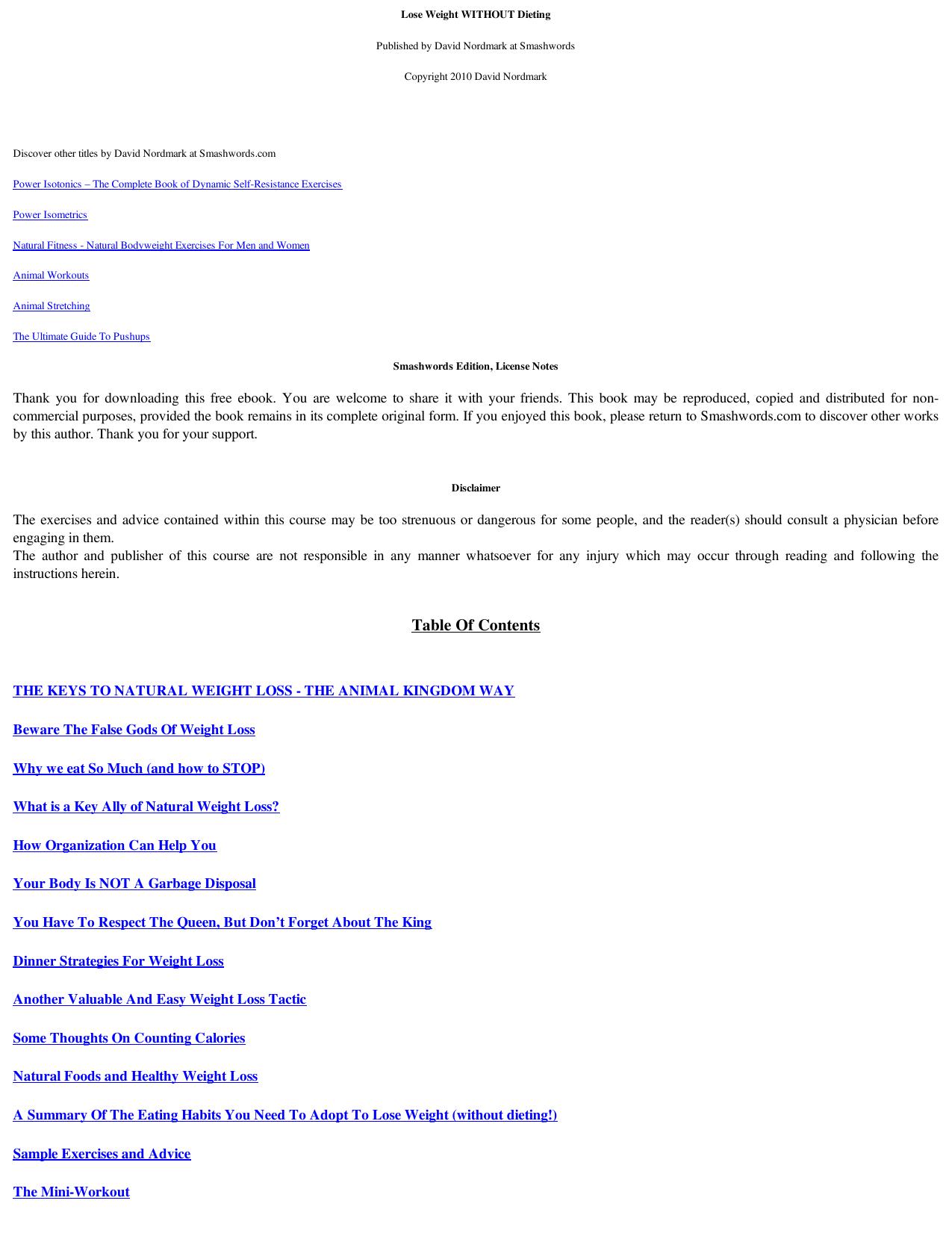 Lose Weight Without Dieting by David Nordmark