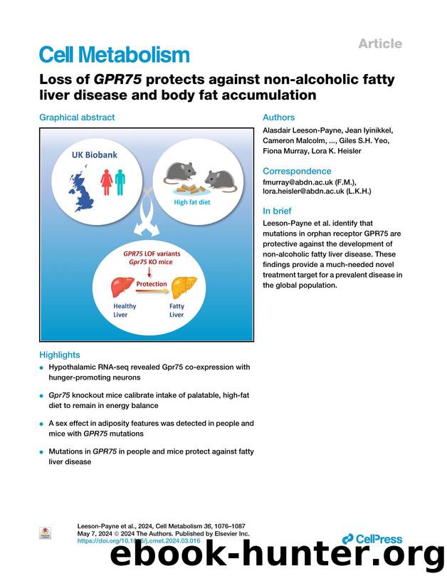 Loss of GPR75 protects against non-alcoholic fatty liver disease and body fat accumulation by unknow