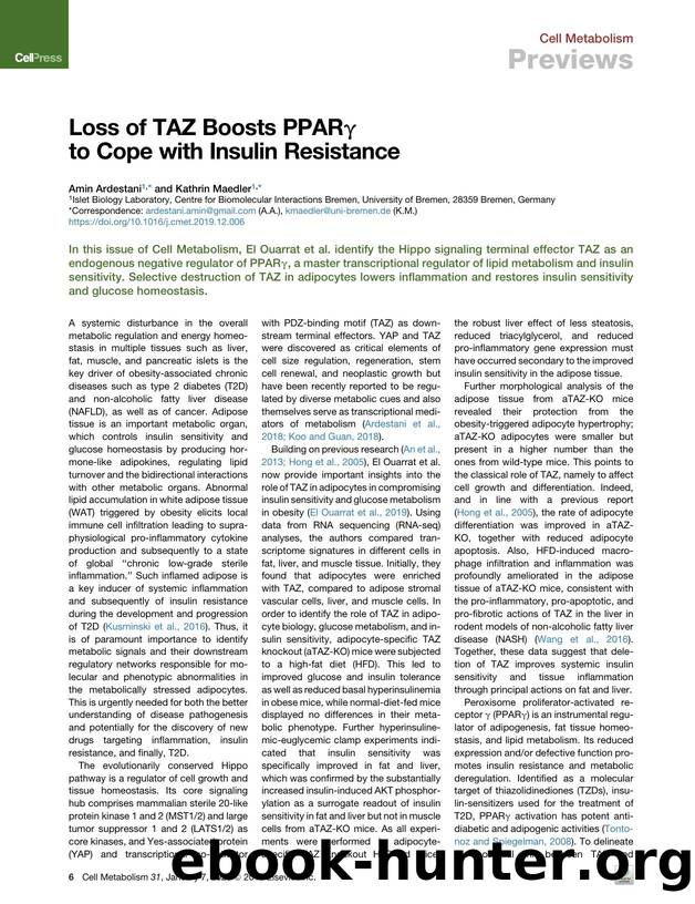 Loss of TAZ Boosts PPAR&gamma; to Cope with Insulin Resistance by Amin Ardestani & Kathrin Maedler