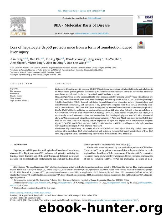Loss of hepatocyte Usp53 protects mice from a form of xenobiotic-induced liver injury by unknow