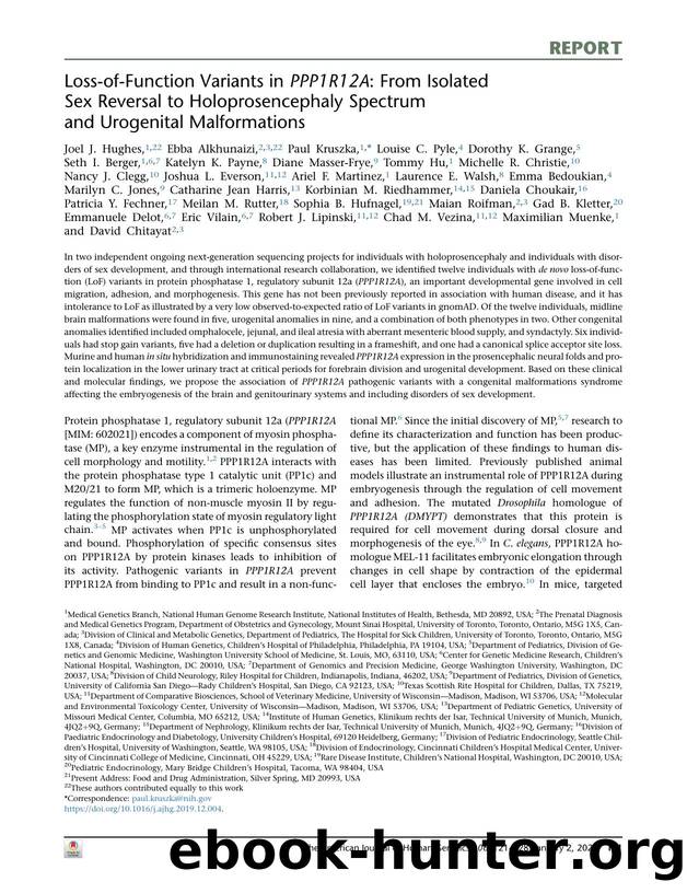 Loss-of-Function Variants in PPP1R12A: From Isolated Sex Reversal to Holoprosencephaly Spectrum and Urogenital Malformations by unknow