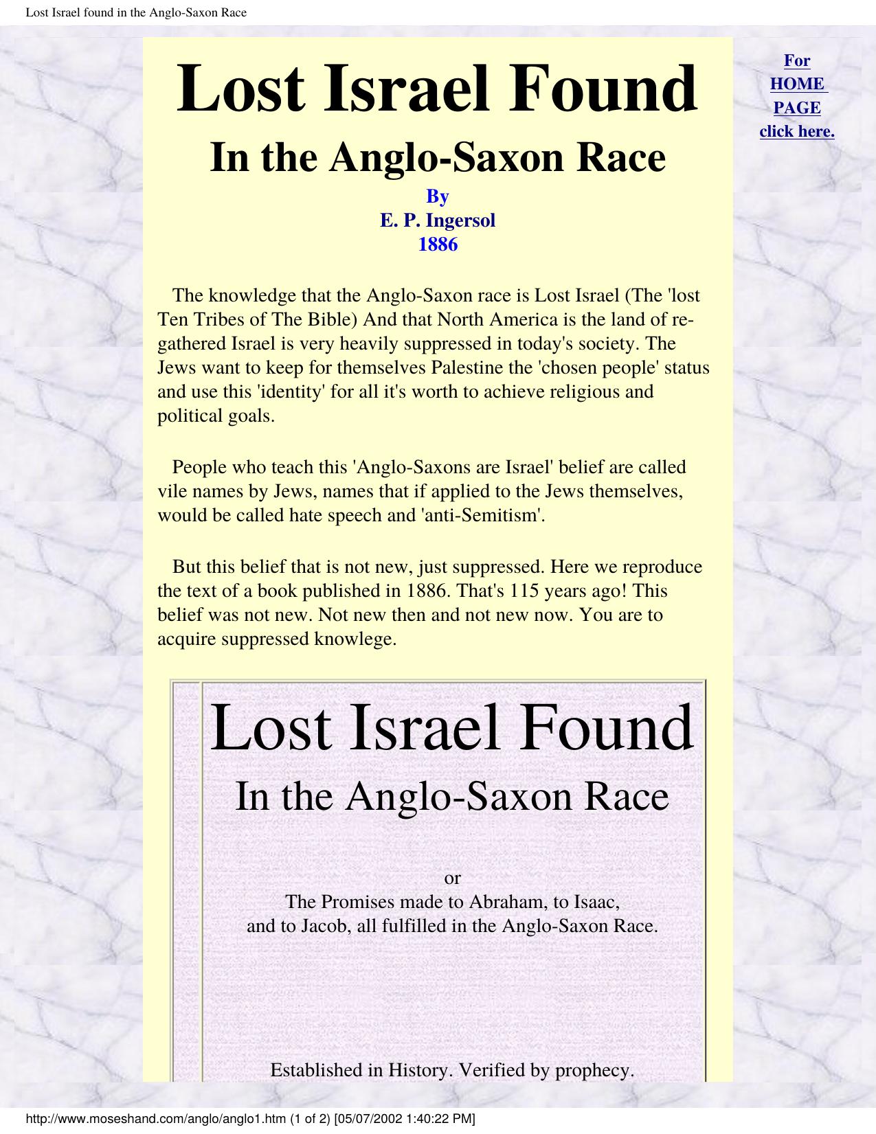 Lost Israel found in the Anglo-Saxon Race by Unknown