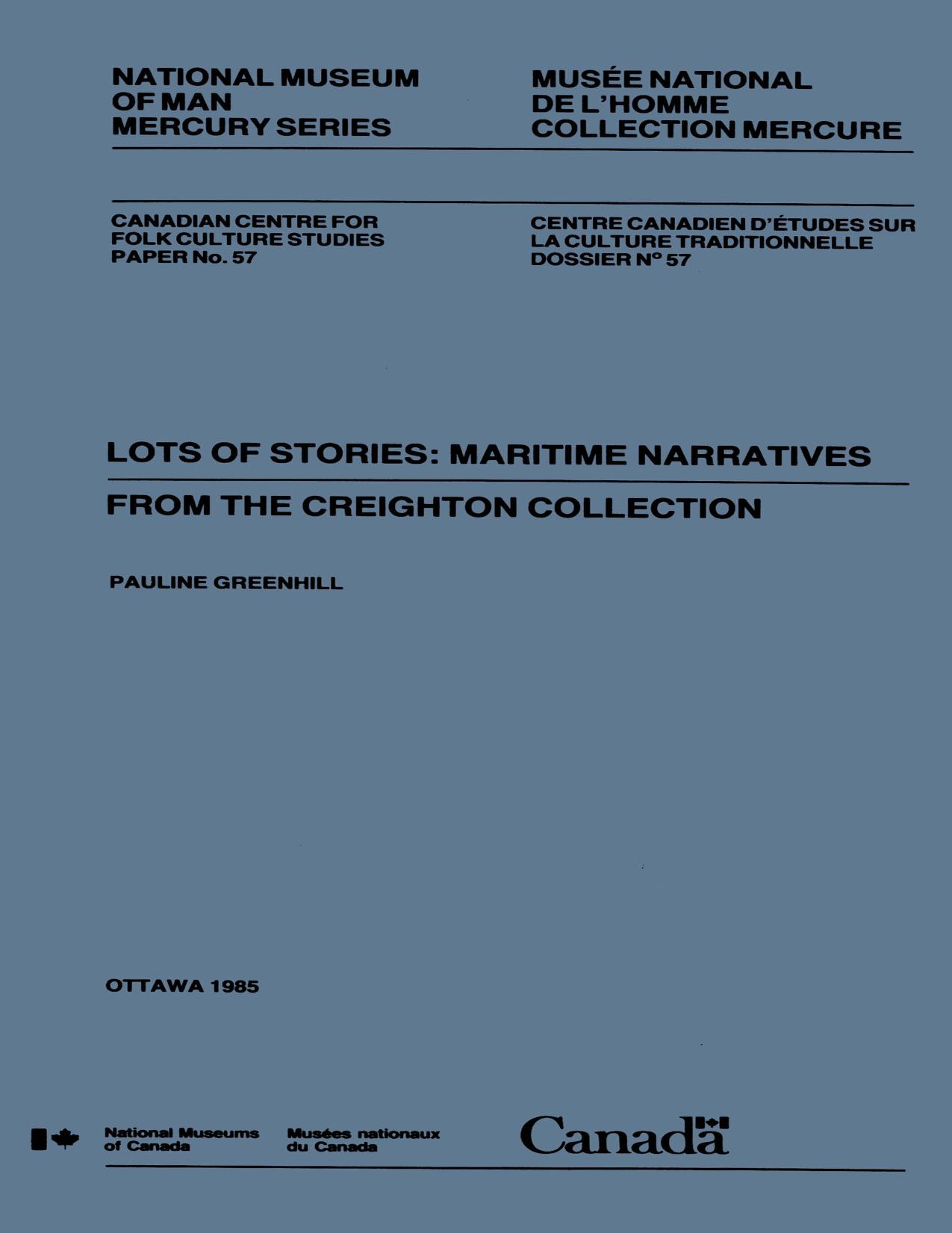 Lots of stories: Maritime narratives from the Creighton Collection by Pauline Greenhill