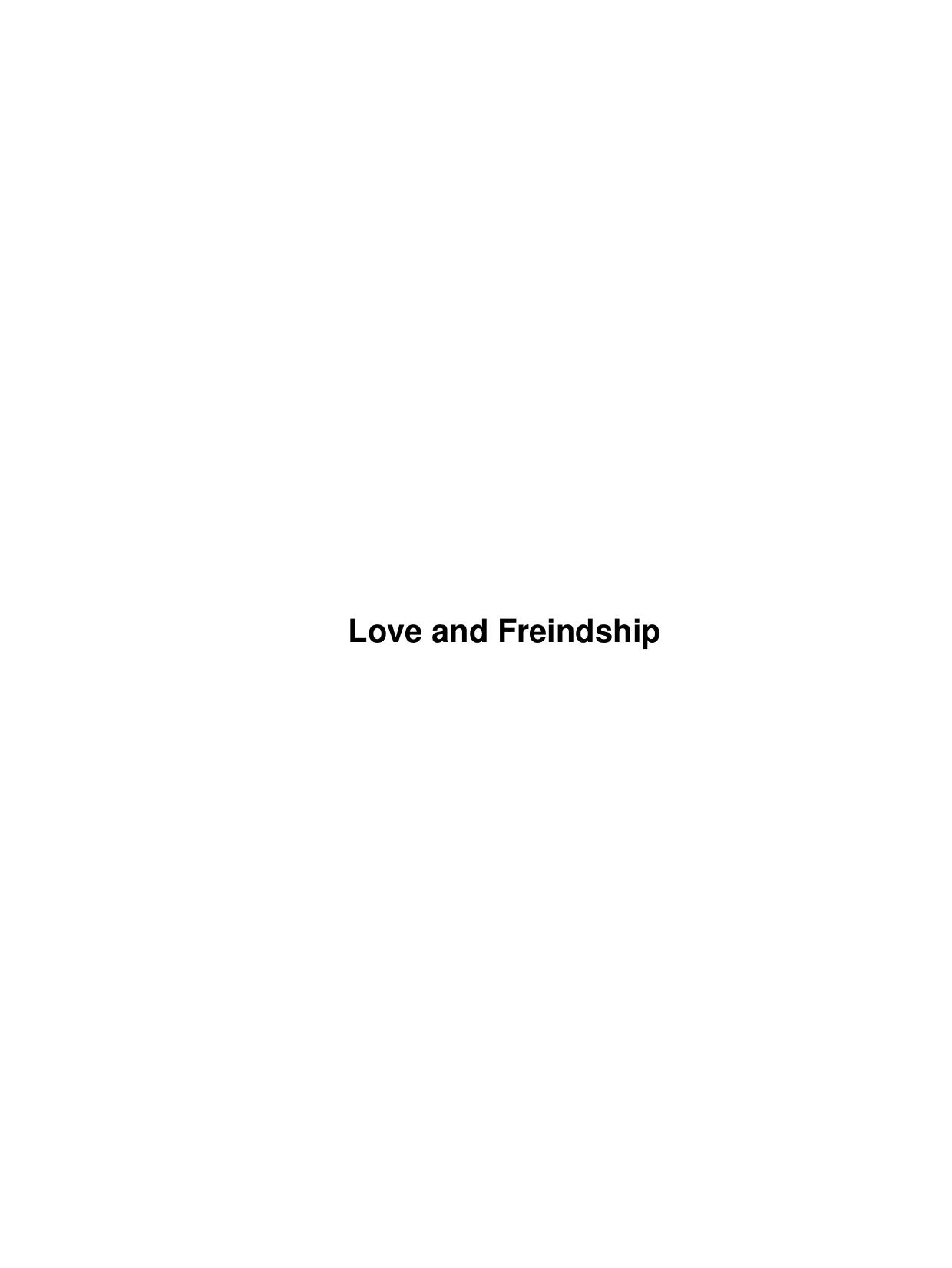 Love and Freindship by Unknown