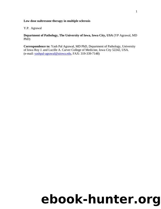Low dose naltrexone therapy in multiple sclerosis by agrawaly