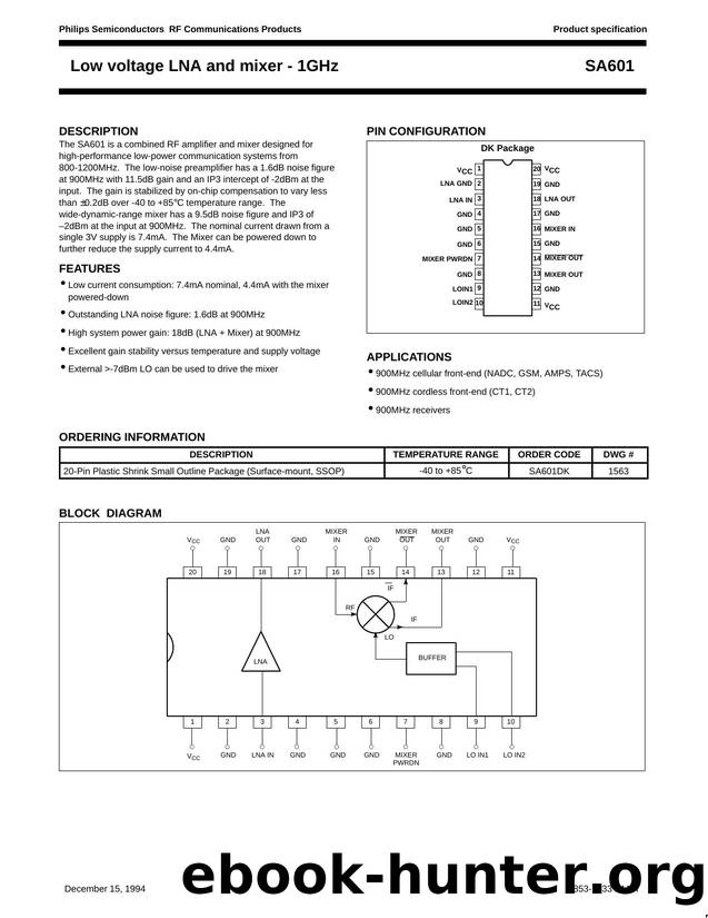 Low voltage LNA and mixer - 1GHz by Philips Semiconductors