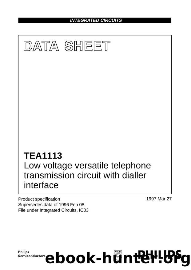 Low voltage versatile telephone transmission circuit with dialler interface by Philips Semiconductors