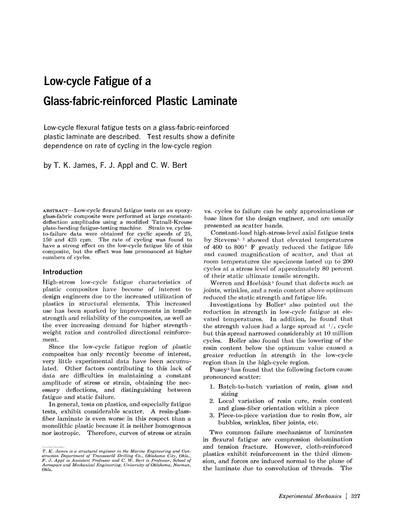Low-cycle fatigue of a glass-fabric-reinforced plastic laminate by Unknown