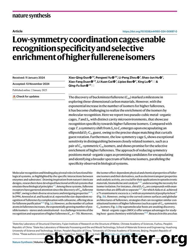 Low-symmetry coordination cages enable recognition specificity and selective enrichment of higher fullerene isomers by unknow