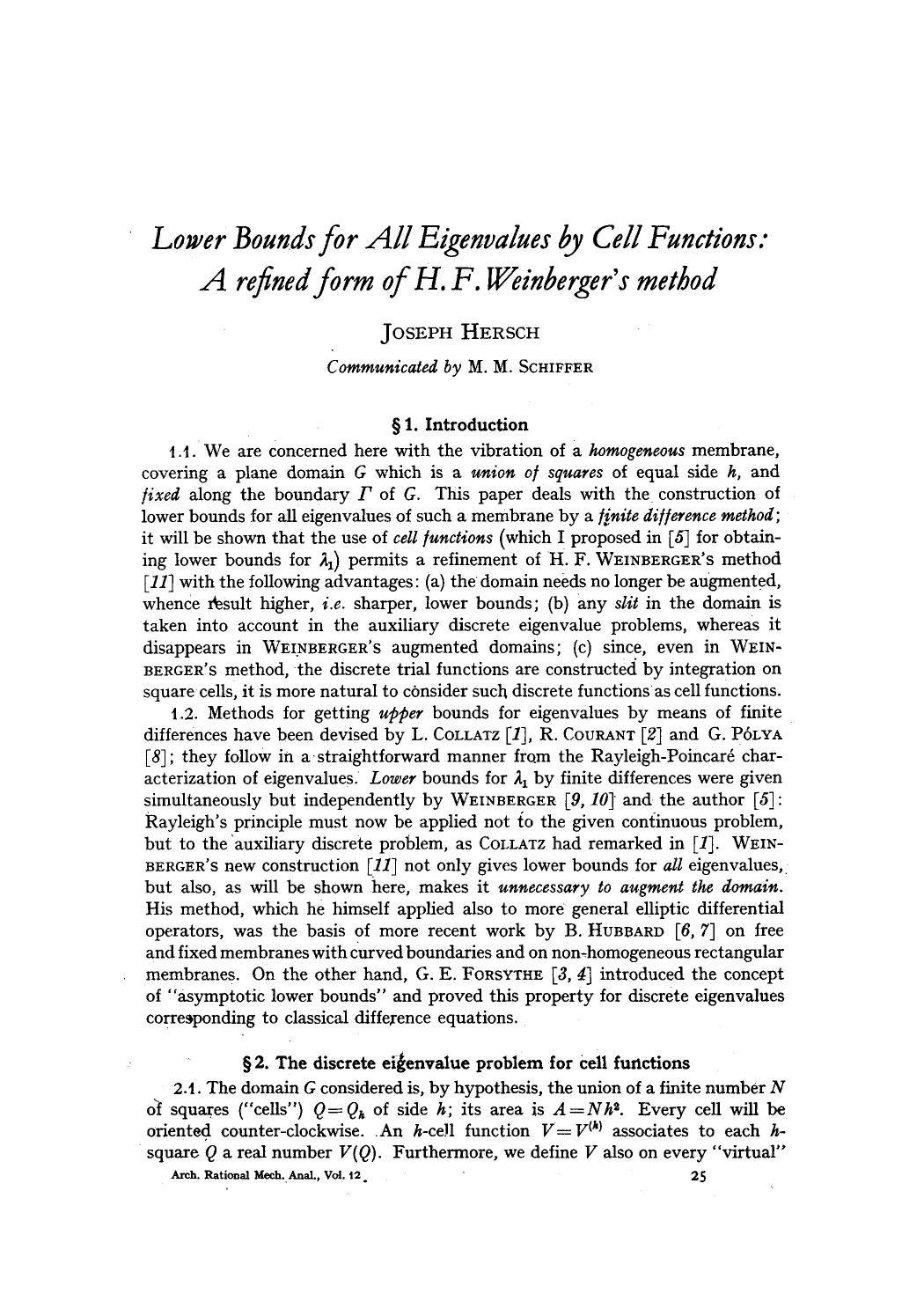 Lower bounds for all eigenvalues by cell functions: A refined form of H. F. Weinberger's method by Unknown