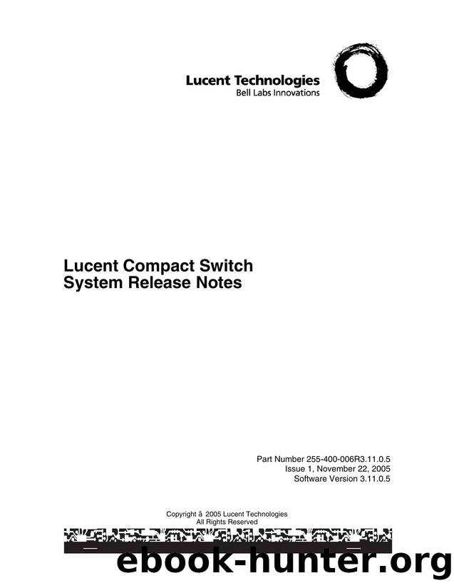 Lucent Compact Switch System Release Notes by Unknown