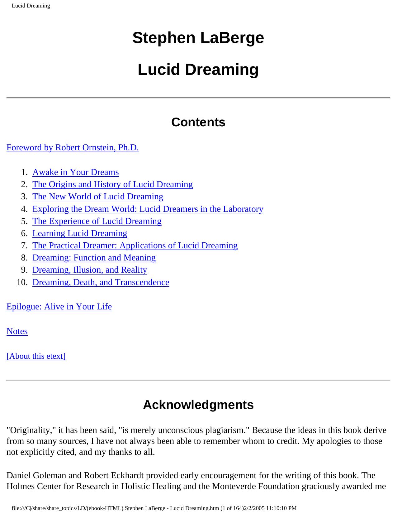 Lucid Dreaming by Stephen LaBerge