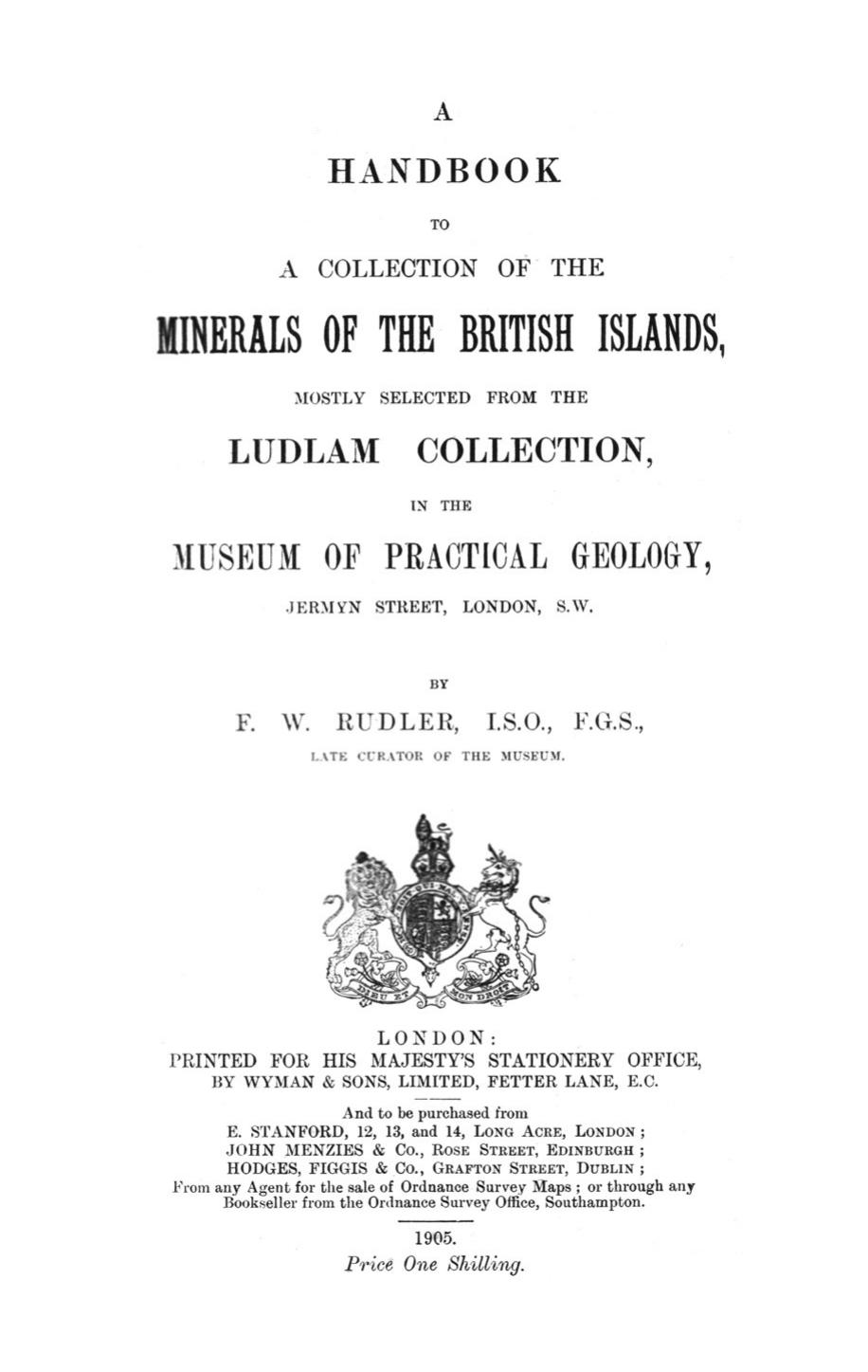 Ludlam Collection - Minerals of the British Islands by F. Rudler